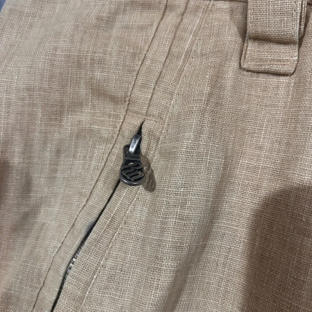 Rocawear Mens Tan Linen Blend Wide Leg Pants Y2K Baggy Khaki Trousers 36x36